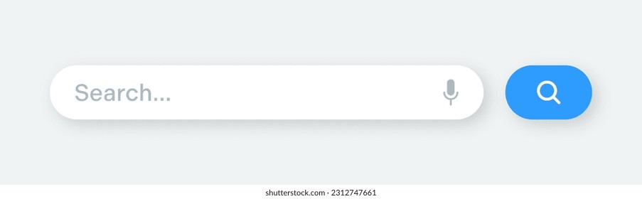 Search bar with round corners. Internet browser engine with search box, address bar and text field. UI design, website interface element with web icons and push button. Vector illustration