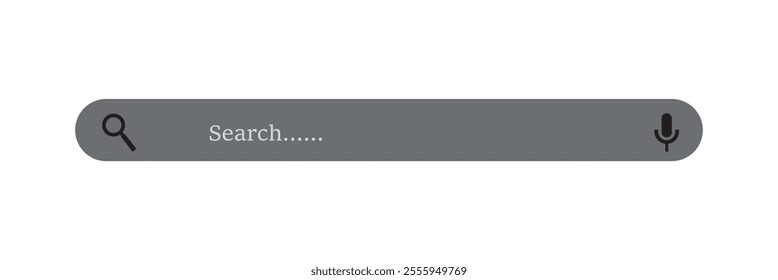 Search bar with round corners. Internet browser engine with search box, address bar and text field. UI design, website interface element with web icons and push button. Vector illustration