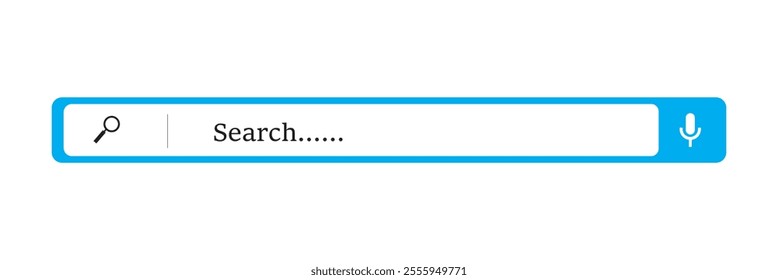 Search bar with round corners. Internet browser engine with search box, address bar and text field. UI design, website interface element with web icons and push button. Vector illustration