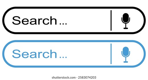 Search bar with round corners. Internet browser engine with search box and text field. UI design, website interface element with web icons and push button. Internet browser search bar frame. EPS 10