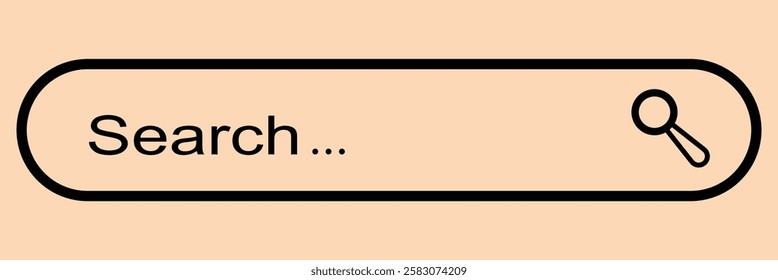 Search bar with round corners. Internet browser engine with search box and text field. UI design, website interface element with web icons and push button. Internet browser search bar frame. EPS 10