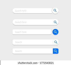 Search bar set. Search boxes ui template. Vector illustration.