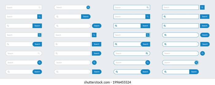 Search bar set in flat design, minimalistic style vector image.