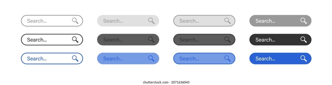 Search bar set icon. Button for UI.  Magnifier isolated on white background. Web vector illustration