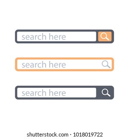 Search bar set with texyt here and magnifyer.