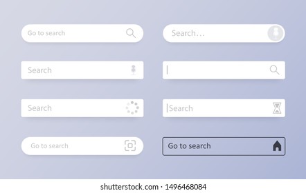 Search bar. Set Search bar vector element design, set of search boxes ui template isolated on gray background. Search Address and navigation bar icon. Vector illustration