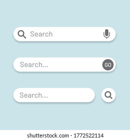 Search bar set for website template. Vector UI elements with shadows