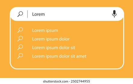 Search bar with suggestions and list search results