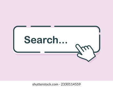 Barra de búsqueda con sugerencias para la interfaz de usuario y el diseño del sitio web en un fondo brillante. Buscar dirección e icono de barra de navegación con el cursor del ratón. Colección de plantillas de formulario de búsqueda para sitios.