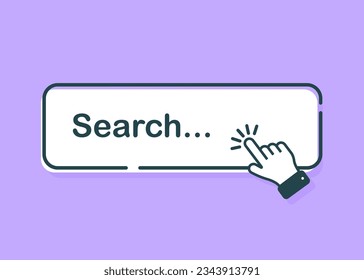 Search bar with suggestions for UI and website design on a bright background. Search address and navigation bar icon with mouse cursor.