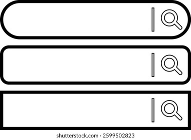 Search Bar Template icon set, search experience concept. Magnifying Glass, searched navigator icon of elements for design interface of website User Interface Web, App, Software. Ready Search or mobile