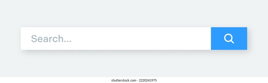 Plantilla de barra de búsqueda. Motor de navegador de Internet con cuadro de búsqueda, barra de direcciones y campo de texto. diseño de interfaz de usuario, elemento de interfaz de sitio web con iconos web y botón pulsador. Ilustración del vector
