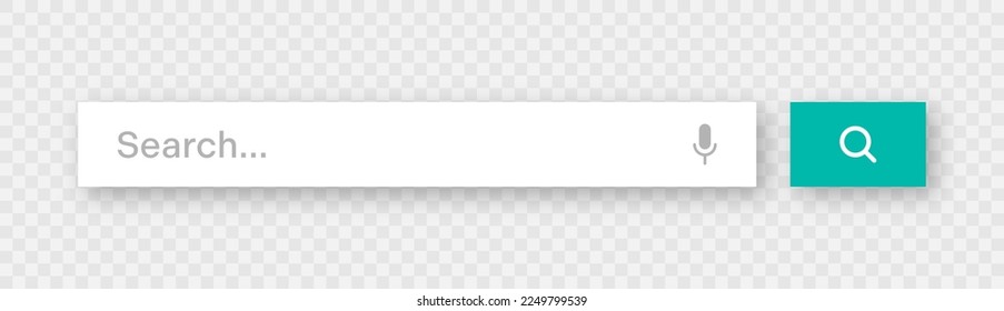 Plantilla de barra de búsqueda. Motor de navegador de Internet con cuadro de búsqueda, barra de direcciones y campo de texto. diseño de interfaz de usuario, elemento de interfaz de sitio web con iconos web y botón pulsador. Ilustración del vector