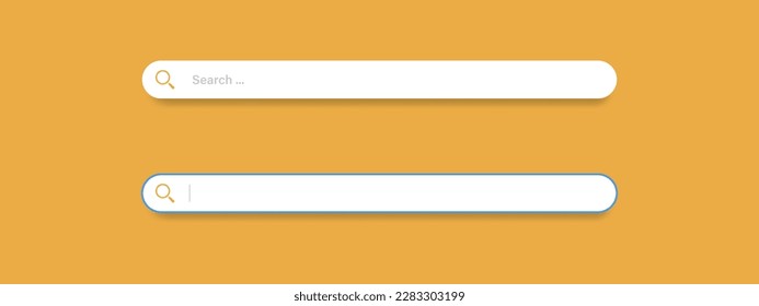 Plantilla de la barra de búsqueda sobre fondo naranja. Diseño de barra de búsqueda para el diseño de sitios web. Ilustración vectorial.