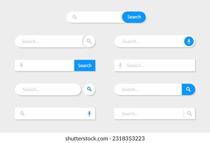 Search bar template set. Search bar for ui. Search boxes. Vector illustration.