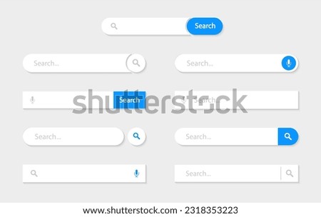 Search bar template set. Search bar for ui. Search boxes. Vector illustration.