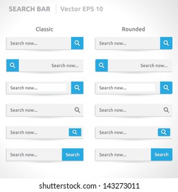 Search bar template | vector eps | white color with blue | Classic and Round | simple design