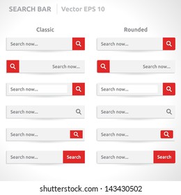 Search bar template | vector eps | white color with red | Classic and Round | simple design