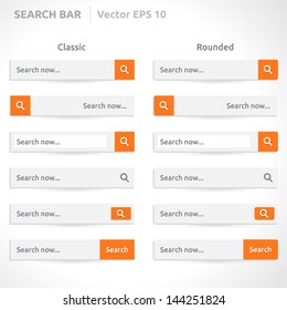 Search bar template | vector eps | white color with orange | Classic and Round | simple design