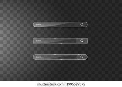 Search bar template. Vector web search illustration. Transparent glass search bar
