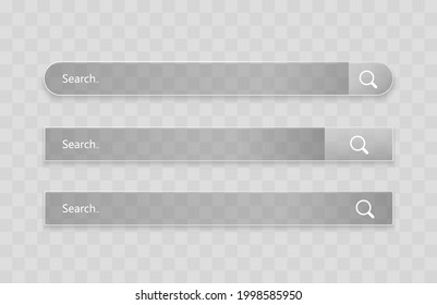 Search bar template. Vector web search illustration. Transparent glass search bar.