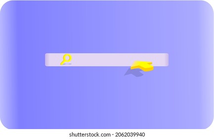 Plantilla de barra de búsqueda para el sitio web. Búsqueda de navegación para el navegador. Flecha 3d realista, cursor. Colores suaves de color amarillo y azul fondo. Diseño de concepto creativo al estilo de las caricaturas. Ilustración del vector