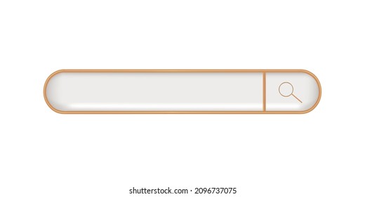 Search bar template for website. Navigation search for browser. Realistic 3d arrow, cursor.  3d render gold metallic sign