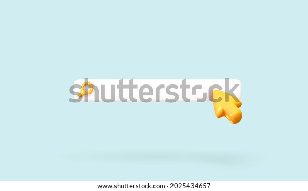 Search bar template for website. Navigation\
search for browser. Realistic 3d arrow, cursor. Pastel Soft colors\
yellow and blue background. Creative concept design in cartoon\
style. Vector\
illustration