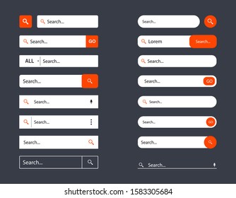 Search bar templates design set for ui, design and web site. Search Address and navigation bar icon. Collection www search bar form templates for websites, app, ui