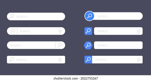 Search Bar for ui, design and web site. Search Address and navigation bar icon. Collection of search form templates for websites
