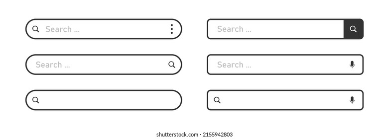 Search Bar for ui, design and web site. Navigation bar icon. Collection of search form templates for websites. Vector illustration.