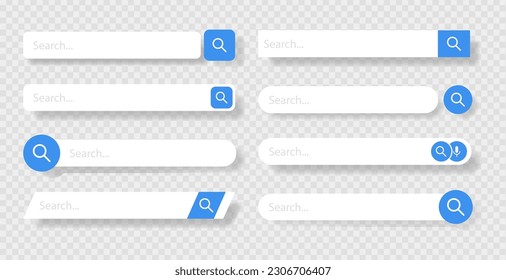 Search Bar for ui, design and web site. Search Address and navigation bar icon. Collection of search form templates for websites. Vector illustration on a white background.