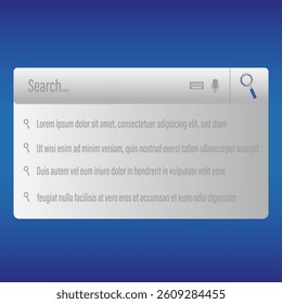 Search bar UI. Minimal web interface. Modern navigation design. Digital query box.