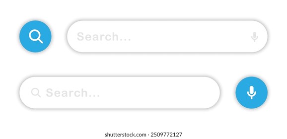Barra de pesquisa. Barra de pesquisa para interface do usuário. Ícones de vetor da barra de pesquisa. Barra de pesquisa realista Ilustração de vetor