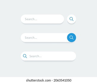 Barra de búsqueda para ui y sitio web. Diseño de elementos vectoriales de cuadros de búsqueda de colección. Buscar campos de dirección. Buscar formularios para sitios web.