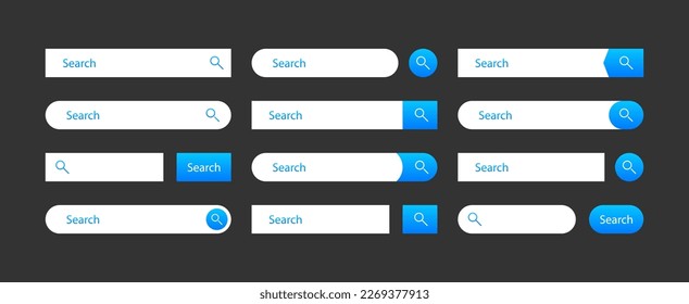 Search bar for user. Collection of elements for website interface design. Search form or Navigation bar template. Vector illustration.