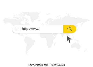 Search bar for the user interface and web site. Search Address and navigation bar icon. Search form template for websites. Isolated ui template. Internet window. Vector illustration