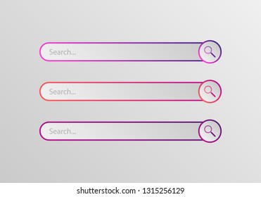 Search bar vector design element. Set of search box modern flat design isolated on white background. 