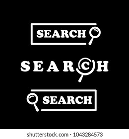 Search bar vector element design, set of search boxes ui template isolated on black background