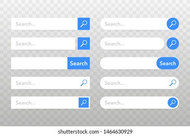 Search bar vector element design, set of search boxes ui template isolated on white background