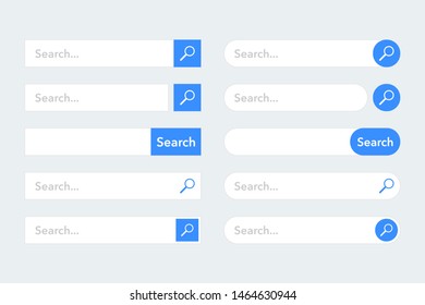 Search bar vector element design, set of search boxes ui template isolated on white background