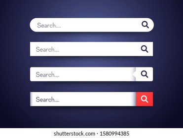 Search bar vector element design, set of modern search box templates.