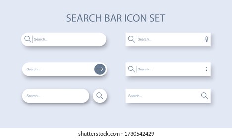 Search bar vector element design, set of search boxes ui template isolated on white background