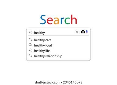 Search bar vector element design, User interface with text about healthy. Vector illustration.