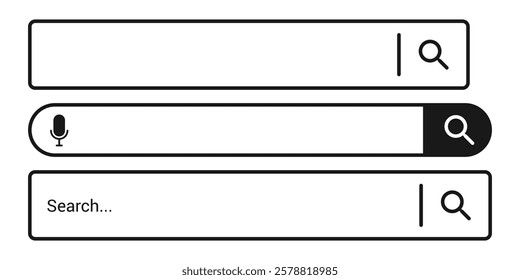 Search bar vector element design. Search bar icon isolated on white background.