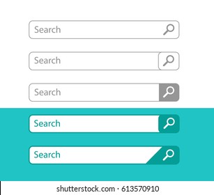 Search bar vector element design, set of search boxes ui template isolated on white background