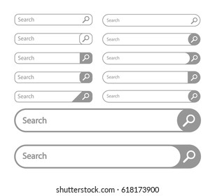 Search bar vector element design, set of search boxes ui template isolated on white background