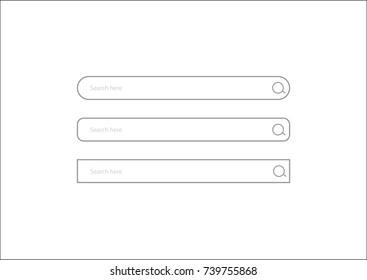 Search bar vector element design, set of search boxes ui template isolated on white background