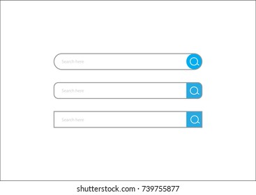 Search bar vector element design, set of search boxes ui template isolated on white background