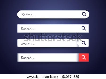 Search bar vector element design, set of modern search box templates.